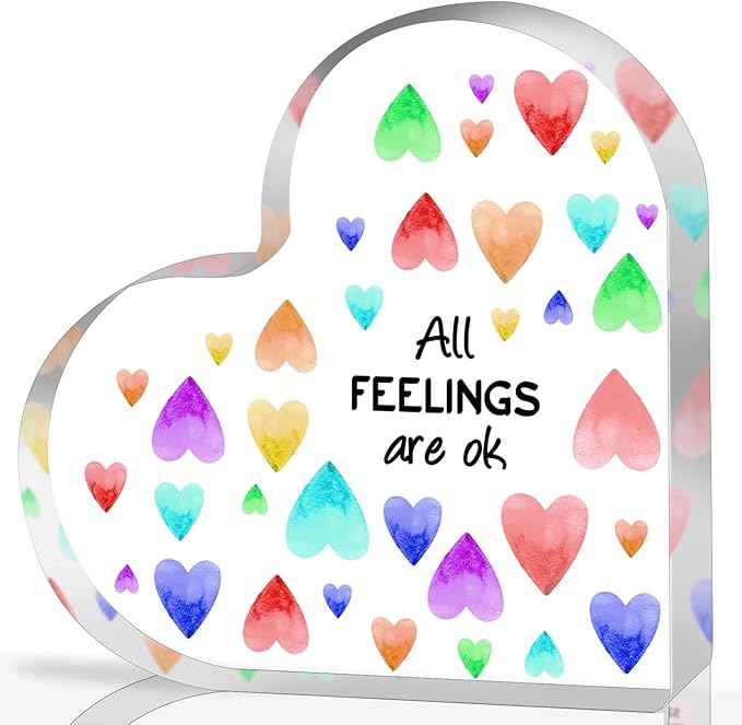 Mental Health Decor, Psychotherapy Affirmations Heart Acrylic Sign, Inspirational Office Decor, School Counselor Sign, Positive Sayings Gifts for Social Worker Classroom School Counseling