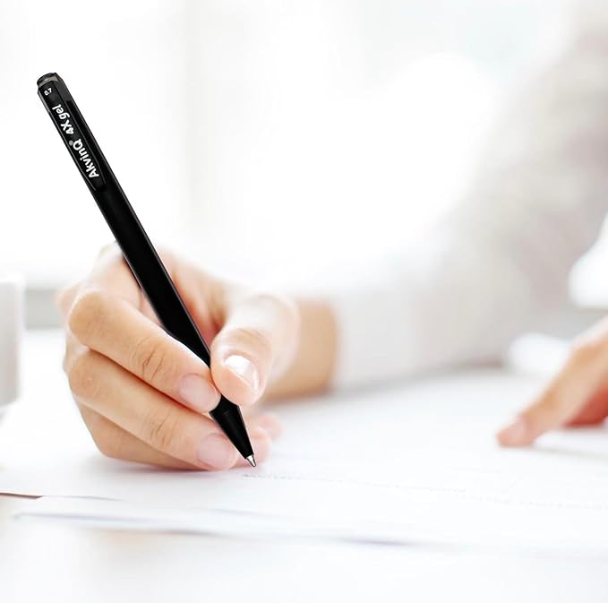 AKVINQ® 4X Gel Retractable Gel Pen | 0.7mm Medium Point | Black Gel Ink Pens | Pack of 36 Pens | Premium Matte Finish | Jumbo Refill - For Journaling, Writing, Note-Taking, Office Supplies