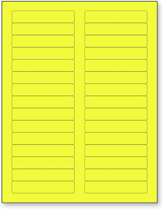 NextDayLabels 8-1/2 x 11 Neon Color High Light Fluorescent Labels for Laser & Inkjet Printer (Yellow Fluorescent, 2/3" x 3-7/16" - 30 Per Page | 750 Labels)