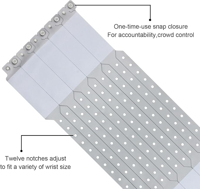 100pcs Vinyl Wristbands Hospital Identification Bands,Waterproof Adjustable Medical Wristband,Disposable Snap Wristband for Hospital (Color : Gray)