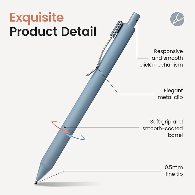 Taja Gel Pens, 6pcs 0.5mm Fine Point Smooth Writing Pens, Quick Dry Black Ink Pens for Journaling and Note Taking, Cute Aesthetic Pens for Office School & Home Supplies