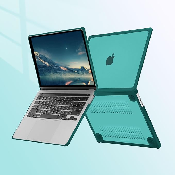 MOSISO Compatible with MacBook Pro 13 inch Case M2 2025-2016 A2338 M1 A2251 A2289 A2159 A1989 A1708 A1706, Anti-Cracking Heavy Duty Plastic TPU Bumper Hard Case&Keyboard Skin&Screen Film, Teal Green