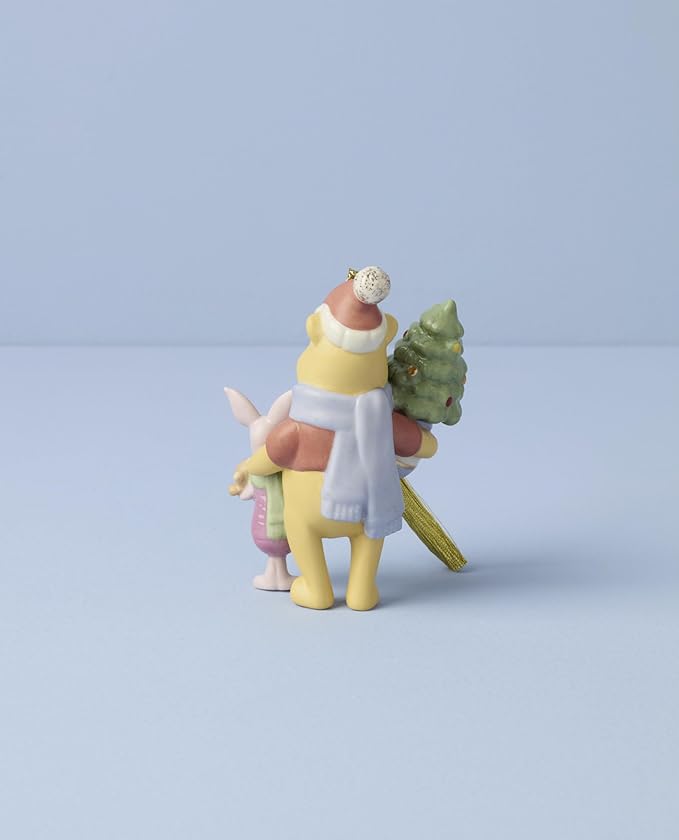 Lenox Ornament, 2025 Winnie The Pooh & Piglet Christmas Ornament, Porcelain, Gold Cord for Tree Decoration, Christmas Decorations, Winter Decorations, Tree Ornaments, Winnie The Pooh Design (1 Piece)