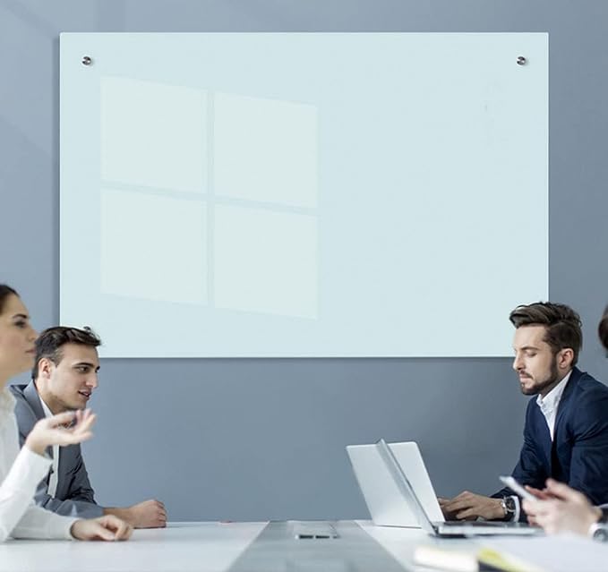 Magnetic Glass Writeboard 48"X36" Premium Tempered Dry Erase Boards Wall Mounted Frameless Whiteboard Bulletin Message Boards (White)