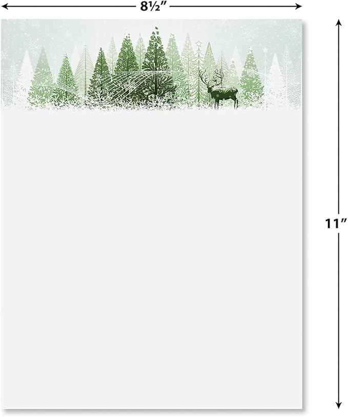 Winter Wonderland Stationery - Christmas Holiday Letters, Computer Printer Paper, 25 Sheets, 8½ x 11 Inch, by Current