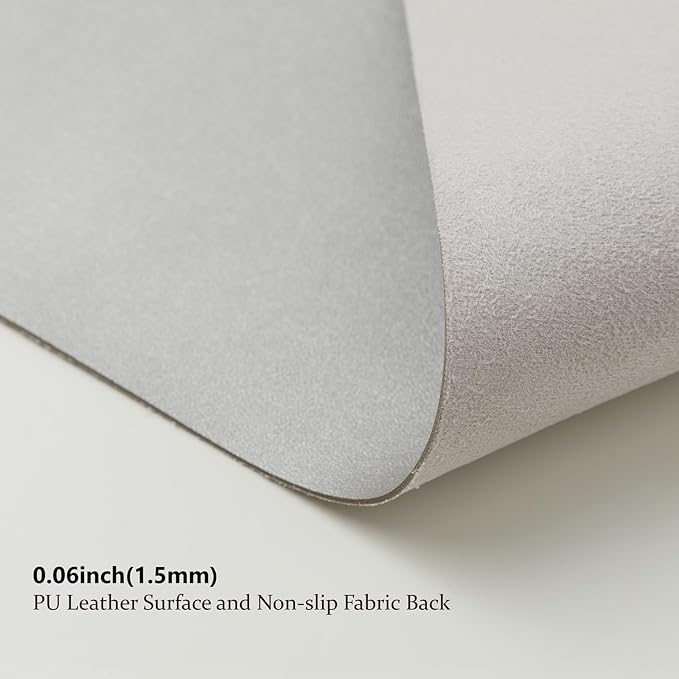 Leather Desk Mat - Non-Slip PU Desk Pad for Office and Home - Desk Organization and Accessories - Ideal for Large Mouse Pad and Desk Mats on Top of Desks (Silver,27.6"x 13.8")
