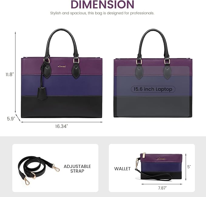 LOVEVOOK Laptop Tote Bag for Women, Work Totes Business Office Computer Briefcase with Clutch Purse