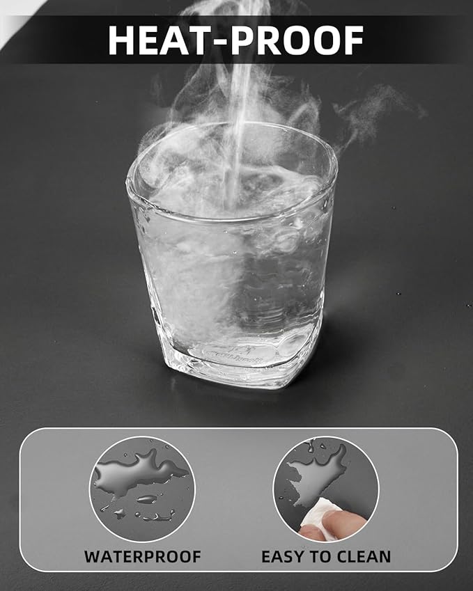 Leather Desk Pad Protector, Small Desk Mat,Office Desk mat,Computer and Laptop Mat, Non-Slip PU Leather Desk Blotter, Desktop Protector and Cover for Keyboard and Mouse(31.5"x15.7",Black)