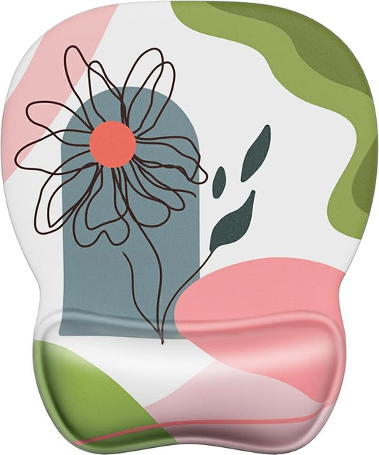 MROCO Ergonomic Mouse Pad with Gel Wrist Rest, Comfortable Mousepad with Smooth Wrist Support Surface and Non-Slip PU Base for Pain Relief, Computer, Laptop, Office & Home, 9.4 x 8.1 in, Pastel Petals