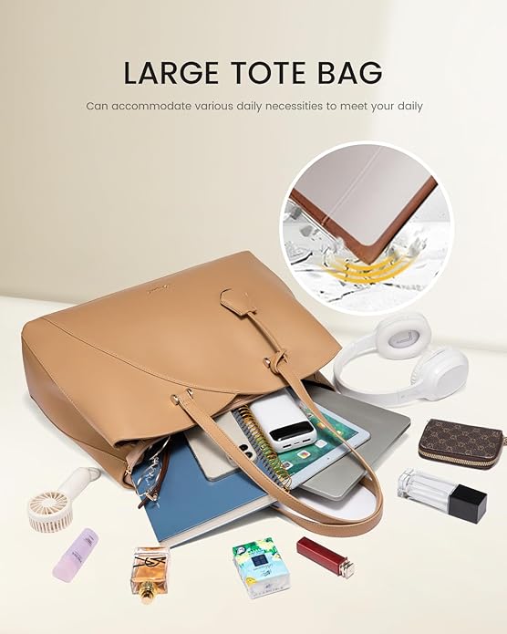 LOVEVOOK Laptop Tote Bag for Women, Work Bags Teacher Tote Bag, Leather Computer Bag Purses Handbag Professional Briefcase