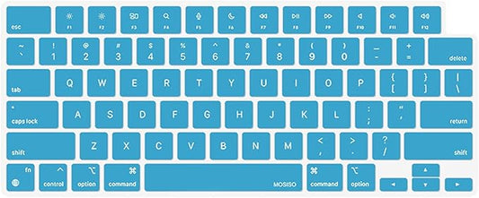 MOSISO Keyboard Cover Skin Compatible with MacBook Air 15 inch M3 A3114 M2 A2941/Air 13.6 A3113 A2681/Pro 14/16 M4 M3 M2 M1, Aqua Blue