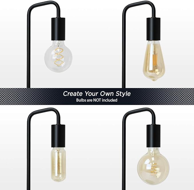 O’Bright Industrial Desk Lamp, 100% Metal Lamp, UL Certified Ceramic E26 Socket, Minimalist Design for Home Decoration, Table Lamp for Bedroom/Office/Dorm, ETL Listed, Black