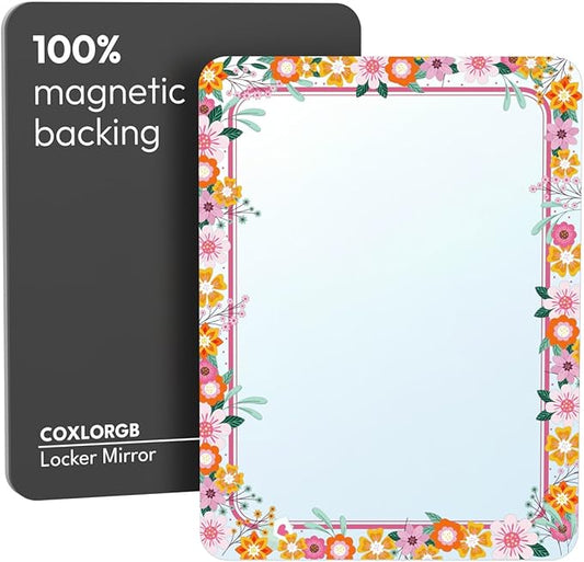 Locker Mirror Magnetic for School and Office, Strong Magnetic Mirror for Locker, Magnetic Locker Mirror with Colorful Design, Practical Locker Accessories, 1 Pack, 5 inxh x 7 inch