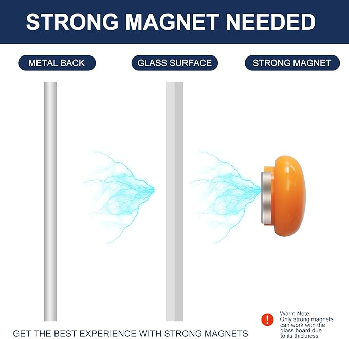 TSJ OFFICE Glass Dry-Erase Board - 36 x 24 Inches Wall Mounted Magnetic Whiteboard, Large Frameless Glass White Board for Office, Home & School, Blue