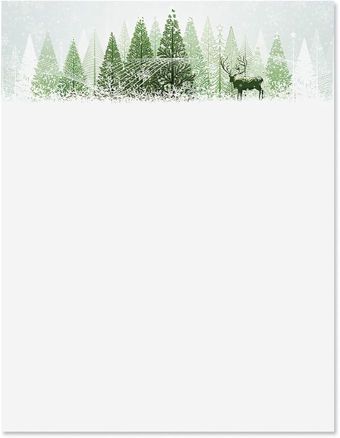 Winter Wonderland Stationery - Christmas Holiday Letters, Computer Printer Paper, 25 Sheets, 8½ x 11 Inch, by Current