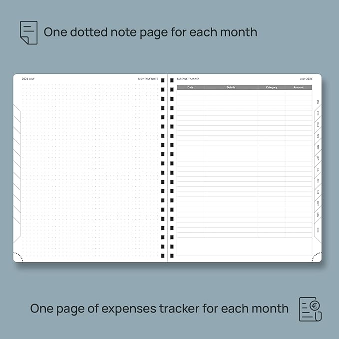 POPRUN Monthly Planner 2026-2027 (Large 8.5" x 10.5") 18 Months Calendar (Jan 2026 - Jun 2027) - 4 Pages per Month with Expense & Notes, Stair-like tabs, Leather Cover, Sunday Starts - Green