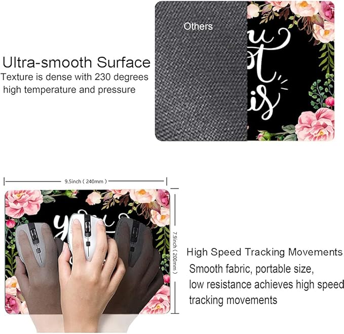 Mouse Pad, Premium-Textured Mouse Mat, Non-Slip Rubber Base Mousepad for Laptop, Computer & PC,9.5×7.9 in,Inspirational Quote You Got This