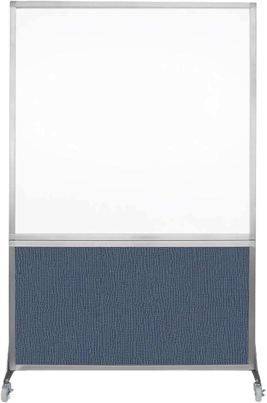DivideWrite Mobile Whiteboard | Double Sided Dry Erase Board | Portable Office Cubicle Partition | Display for Classrooms, Conference Rooms, Meeting Areas and More | Ocean Fabric 4' Wide X 6' Tall