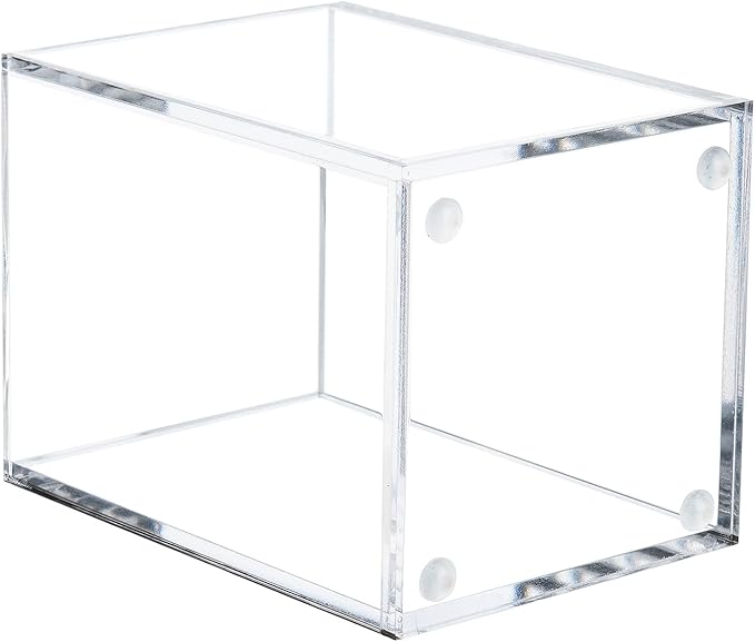 MyGift Modern Premium Clear Acrylic Desktop Pen Pencil Cup, Transparent Rectangular Office Desk Stationery Supplies Storage Organizer Holder, Set of 3