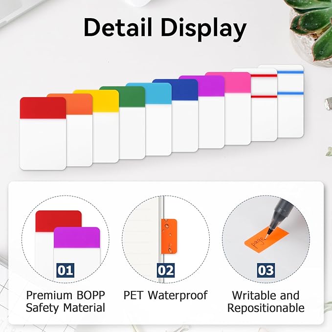 1 Inch Tabs for Notebooks, 480 Pieces Sticky Note Tabs File Index Tabs for Books, Binders, Papers, Documents, File Folders (24 Sets 12 Colors)