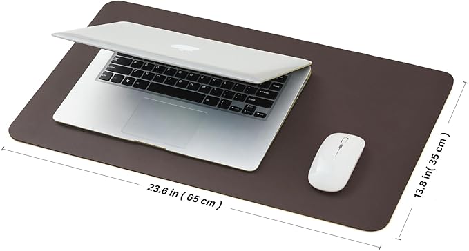 Leather Desk Mat - Small Non-Slip PU Desk Pad for Office and Home - Desk Organization and Accessories - Ideal for Large Mouse Pad and Small Desk Mats on Top of Desks (Coffee,23.6"x 13.8")