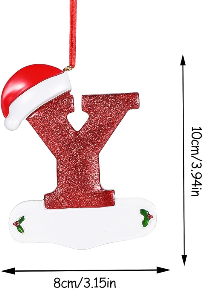 Personalized 26 Letters Ornaments for Christmas Tree 2025, Custom Christmas Ornament with Family Member's Names 3D Resin Xmas Hanging Pendant Original Gifts for Family Friends(Y)