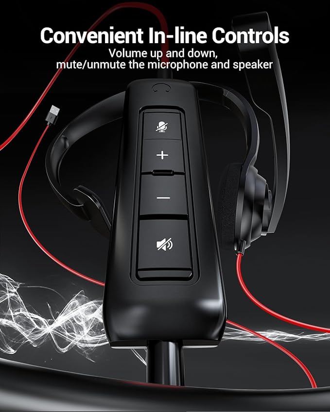 NUBWO HW02 USB Headset with Microphone Noise Cancelling &in-line Control, Ultra Comfort Computer Headset for Laptop pc, On-Ear Wired Office Call Center Headsets for Boom Skype Webinars, 5 Packs