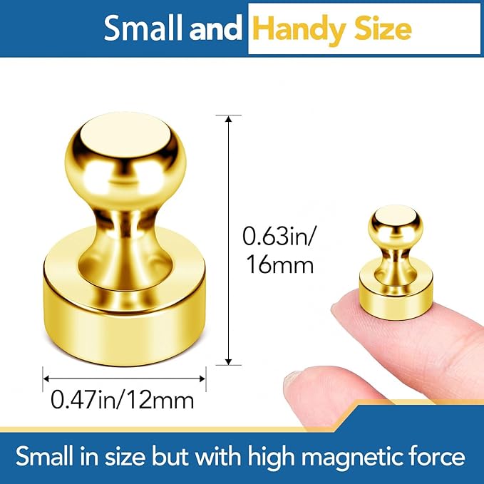 LOVIMAG Fridge Magnets 18Pcs Refrigerator Whiteboard Small Strong Magnet Classroom Kitchen Accessories Decorative Locker Set Decor Must Haves Office Calendar Refrigerador Magnetic Cute Crafts Gold