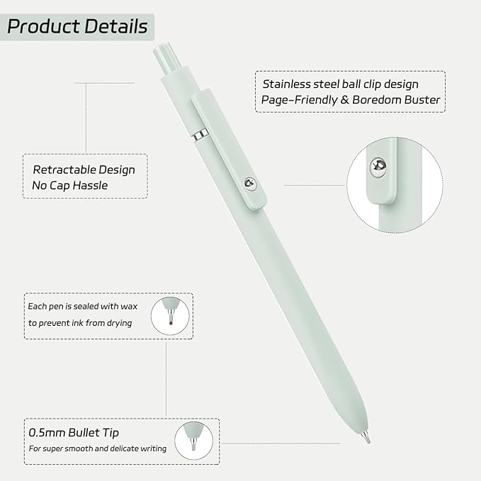 Gel Pens,6Pcs 0.5mm Fine Point Black Ink Pens With Smooth Writing,Quick Dry Pens For Journaling,Cute Nice Aesthetic Pen,Office School Supplies for Women Men Student(Macaron)