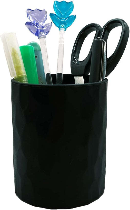 Pen Holder,Nordic Style Silicone Waterproof Pencil Holder for Desk Simple&Modern Minimalist Makeup Organizer Multifunctional Office Supplies for Home,Kids and School (Black)