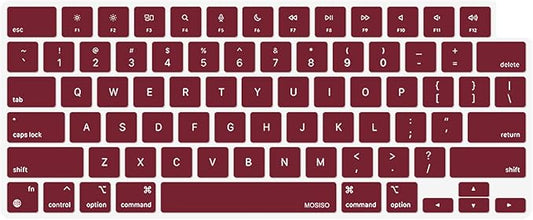 MOSISO Keyboard Cover Skin Compatible with MacBook Air 15 inch M3 A3114 M2 A2941/Air 13.6 A3113 A2681/Pro 14/16 M4 M3 M2 M1, Marsala Red