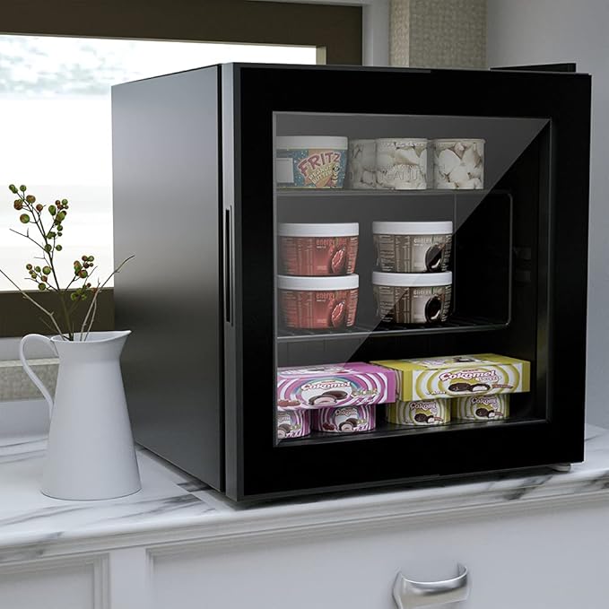 Northair Mini Freezer 1.1 Cu Ft with Glass Display Door 7 Temperature Settings for Ice Cream/Breast Milk/Sea Food/High-alcohol Liquor