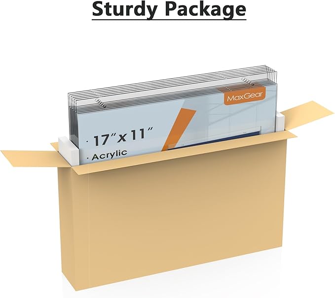 MaxGear Acrylic Sign Holder 11 x 17 inches Wall Mount Sign Holder with Screws Clear Plastic Wall Sign Holder Acrylic Frame for Office, Home, Store, Restaurant, Landscape, 6 Pack