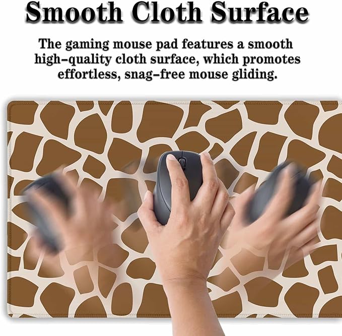 Office Desk Mat Yellow, Large Mouse Pads Gaming, Waterproof Non-Slip Rubber Base, 35.4" X 15.7" for Work/Game/Office/Home Cartoon Spots Fur Animal Africa