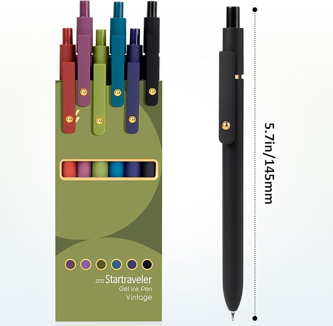 FIOVER Colored Pens, 6 Pack Colorful Gel Pens, Quick-Dry 0.7mm Medium Point for Journaling, Note Taking, Doodling, Aesthetic Office School Supplies, Gifts for Women Men(6PCS Vintage Colorful)