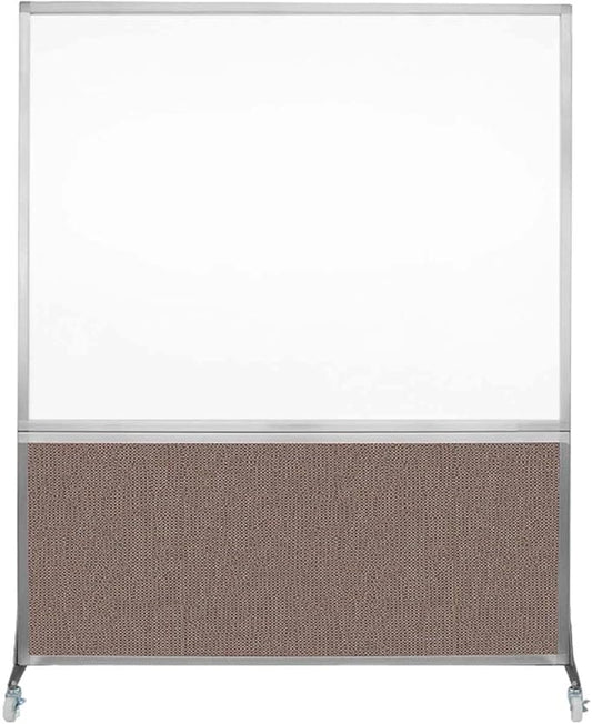 DivideWrite Mobile Whiteboard | Double Sided Dry Erase Board | Portable Office Cubicle Partition | Display for Classrooms, Conference Rooms, Meeting Areas and More | Latte Fabric 5' Wide X 6' Tall