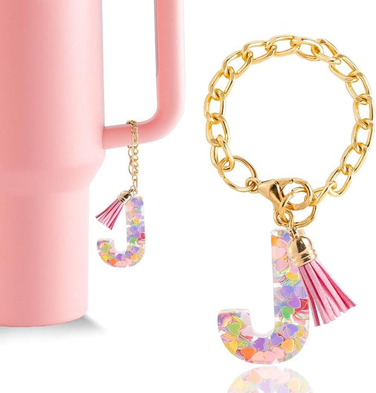 Letter Charm Accessories for Stanley Cup 1 PCS Cute Initial Keychain Handle Charm for Stanley Tumbler for Women