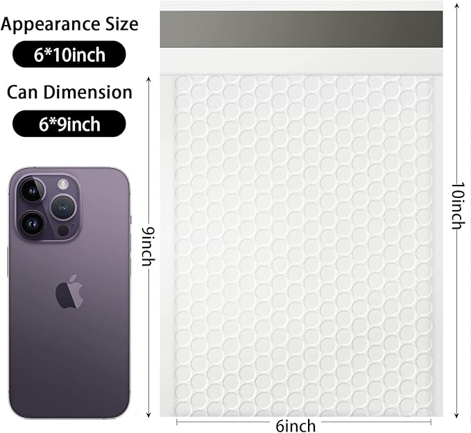 packbabol Bubble Mailers, 6x9 Inch Padded Bubble Mailers Pack of 50 Bubble Envelopes Opaque Self Seal Adhesive Waterproof Bags for Shipping and Packaging (White, 6x9-50Pc)