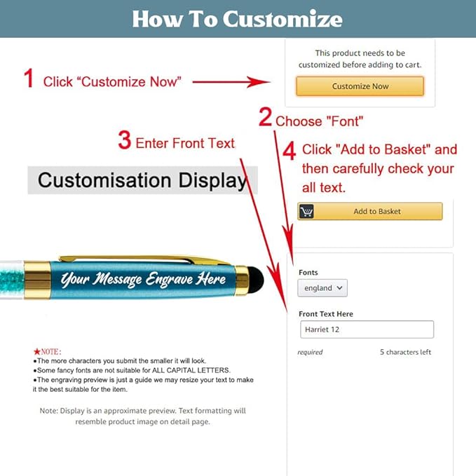 Ancolo Personalized Gift Pens - Ballpoint Pen with Stylus Tip Stylish Pens, Premium Crystal Diamond Pen, Engraved Your Logo or Slogan Perfect for Graduate Lawyer/Professor 10PCS/ Pack