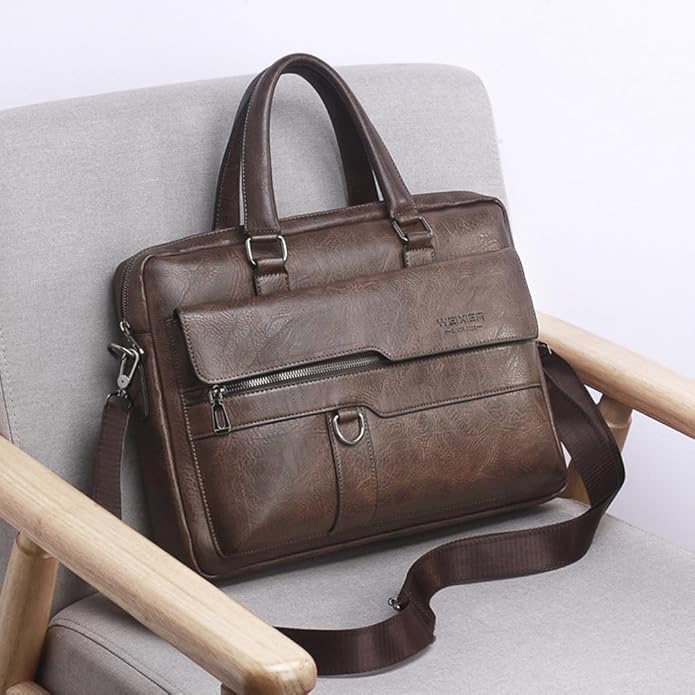 Mens Messenger Bag Leather 15.6 Inches Laptop Briefcase Large Laptop Bag Satchel Crossbody Bag