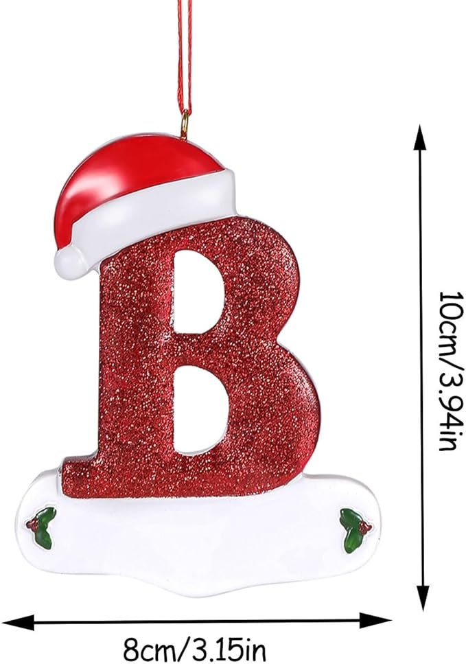 Personalized 26 Letters Ornaments for Christmas Tree 2025, Custom Christmas Ornament with Family Member's Names 3D Resin Xmas Hanging Pendant Original Gifts for Family Friends(B)