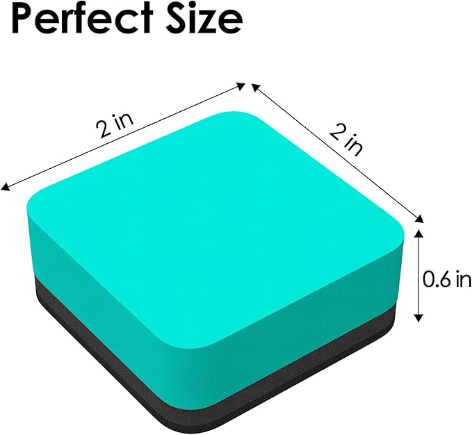 MaxGear Dry Erase Erasers, 48 Pack Magnetic Whiteboard Erasers for Classroom, Mini Whiteboard Cleaning Pads Bulk, Chalkboard Wiper Teacher Supplies for School, Office, Home (Green, 2 x 2 x 0.6 Inch)