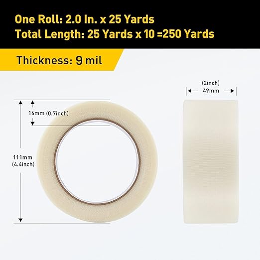 Lichamp 10 Rolls Clear Duct Tapes Heavy Duty, Waterproof No Residue Clear Duct Tape for Packaging Taping Sealing Repairing Tying, Thick & Wide Tape for DIY or Commercial Use, 2 inches x 25 Yards