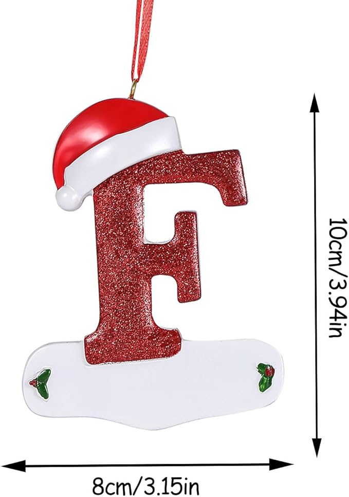Personalized 26 Letters Ornaments for Christmas Tree 2025, Custom Christmas Ornament with Family Member's Names 3D Resin Xmas Hanging Pendant Original Gifts for Family Friend(F)