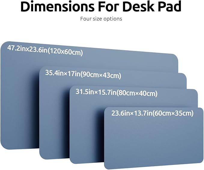 YSAGi Leather Desk Protector, Office Mat, Large Mouse Pad, Non-Slip PU Leather Blotter, Laptop Desk, Waterproof Writing Pad for Office and Home (Blue, 31.5" x 15.8")