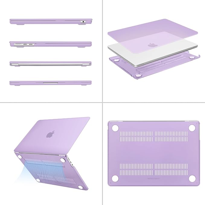 MOSISO Compatible with MacBook Air 13 inch Case 2025 2024 2023 2022 M4 A3240 M3 A3113 M2 A2681, Plastic Hard Shell&Keyboard Cover&Screen Film&Type C for MacBook Air 13.6 inch Case, Purple