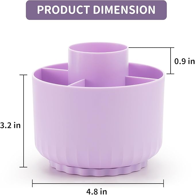 Marbrasse Desk Organizer, 360-Degree Rotating Pen Pencil Holder for Desk, Desk Organizers and Accessories with 5 Compartments Pencil Organizer, Art Supply Storage Box Caddy for Office, Home(Purple)