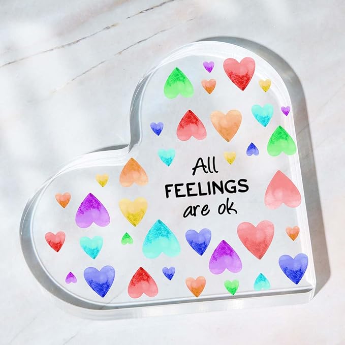 Mental Health Decor, Psychotherapy Affirmations Heart Acrylic Sign, Inspirational Office Decor, School Counselor Sign, Positive Sayings Gifts for Social Worker Classroom School Counseling