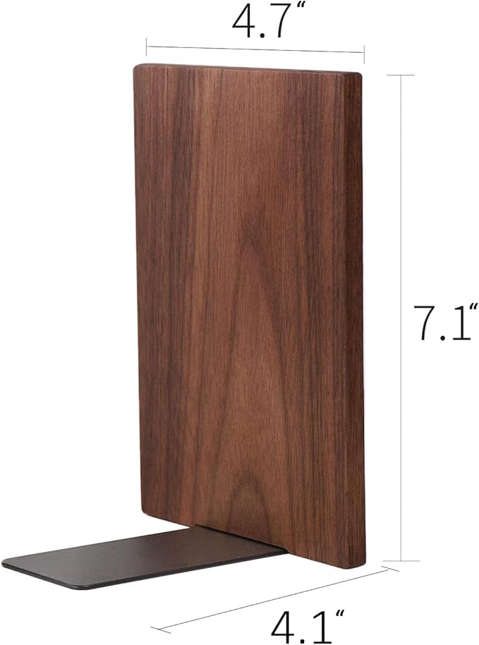 Muso Wood Handmade Walnut Book Ends, Non-Skid Bookends for Shelves, Large Sturdy Book Ends for Heavy Books, Decorative Book Shelf (3 Pairs)