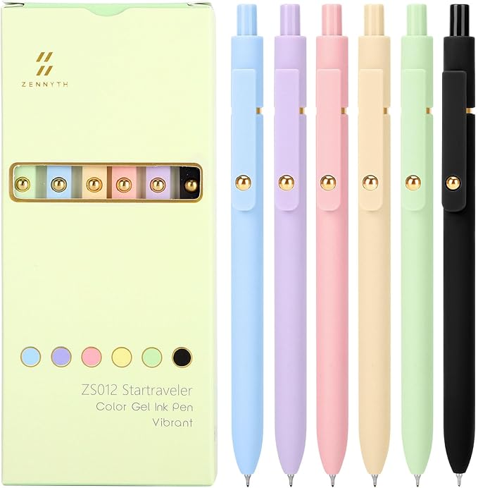 Ddaowanx Colorful Gel Pens, 0.5mm Fine Point Retractable, Cute Pens with Colored Writing and Sketching, Nursing School Essentials,School Supplies, Gifts for Nurse (12Pcs-Aesthetic Colors)
